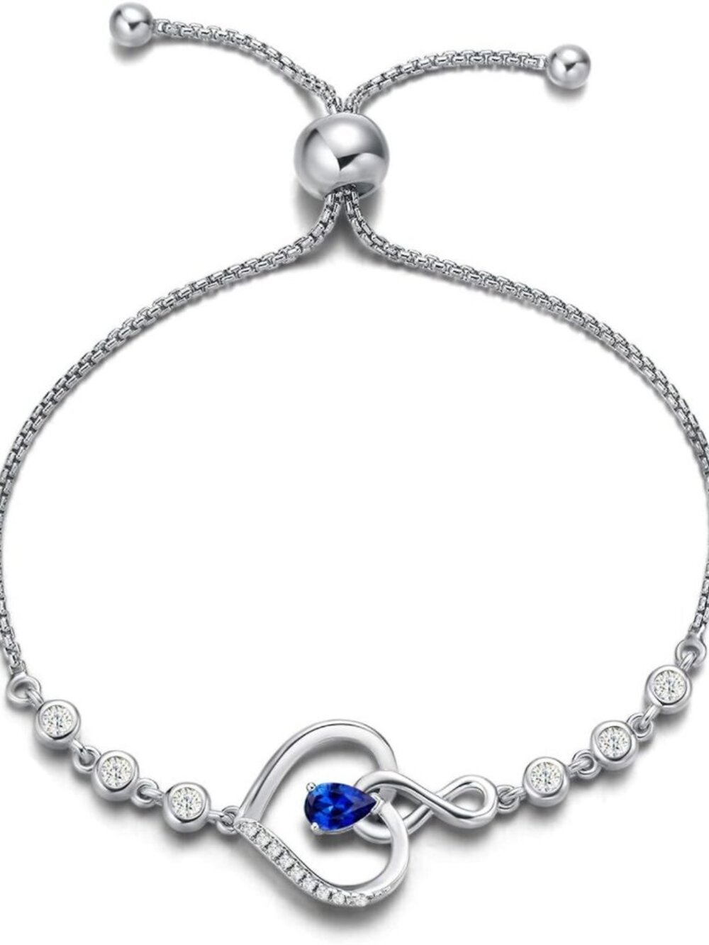 Heart Birthstone Tennis Bracelet for Women - Sterling Silver Infinity Love
